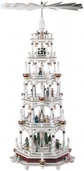 Pyramide 5-stufig bordeux-weiß, 106 cm 