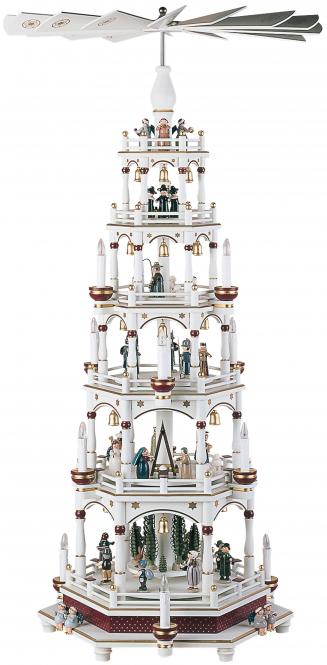 Pyramide 5-stufig bordeux-weiß, 106 cm 