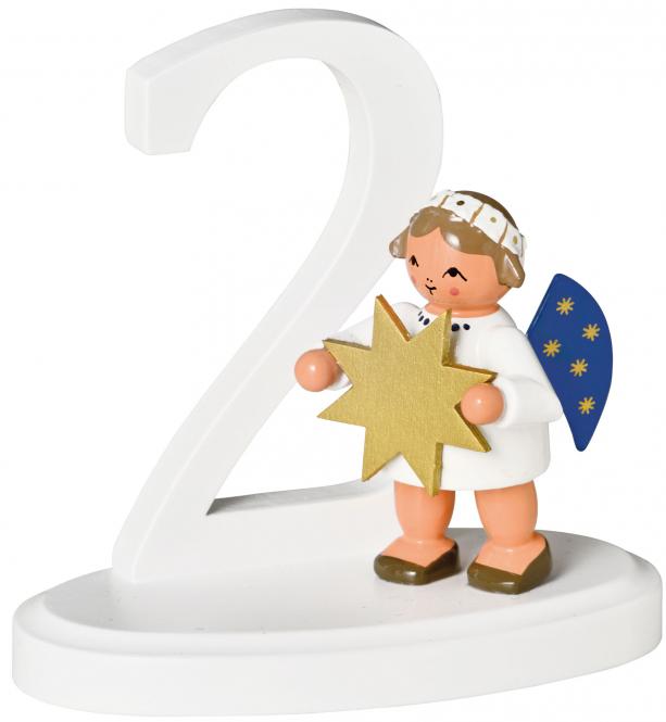 Zahl 2 Engel, 7 cm 